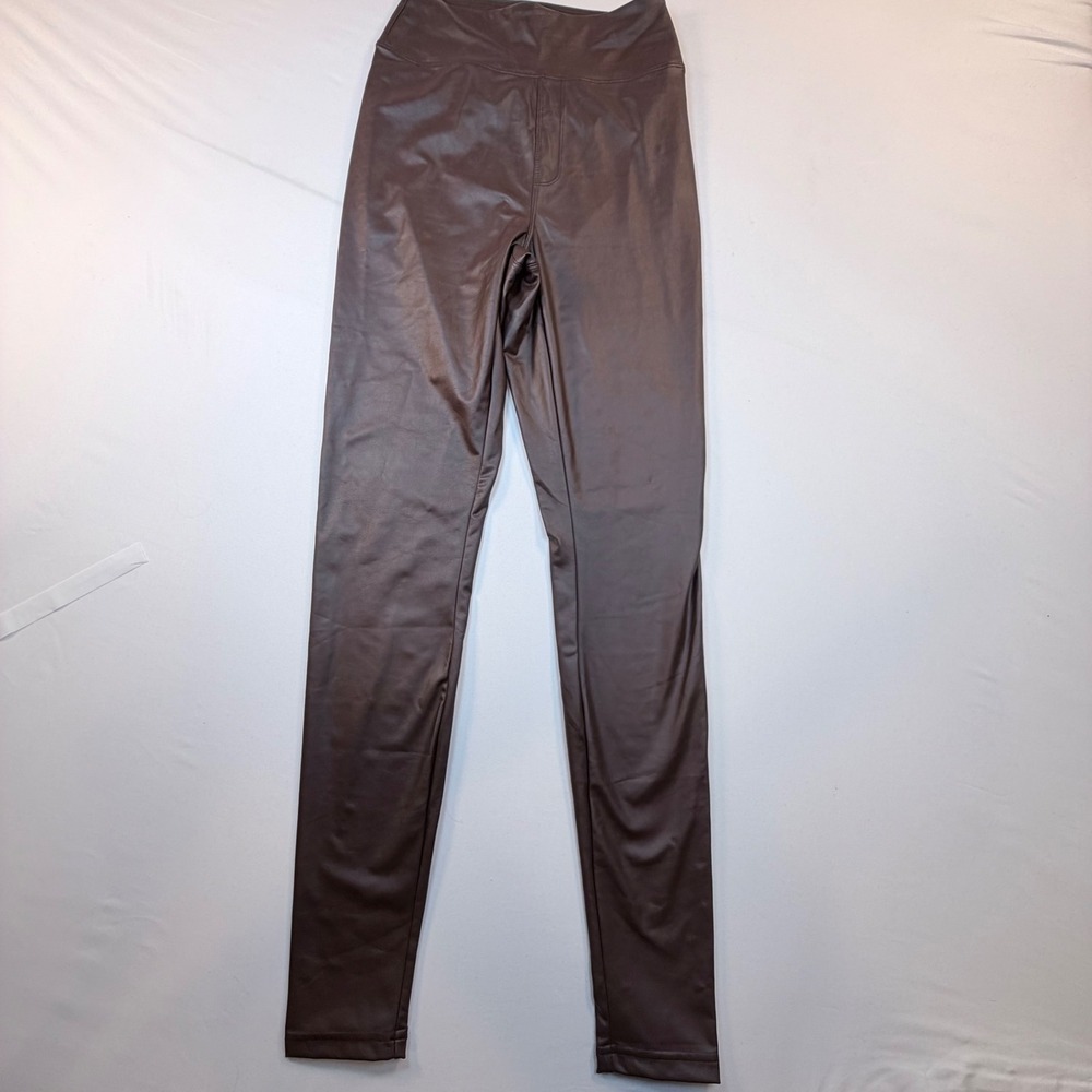 Offline by Aerie Real Luxe Faux Leather Leggings Brown High‎ Rise NWT Small